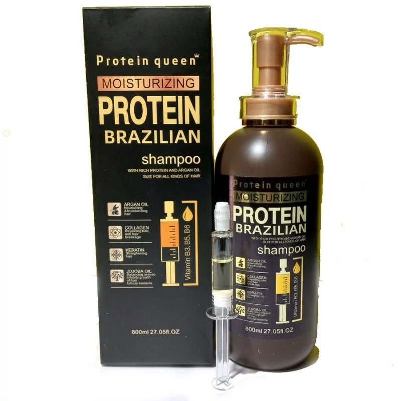 12 شامپو پروتئین کراتین کوئین بدون نمک و سولفات Protein Brazilian حجم 800 میل - Image 1