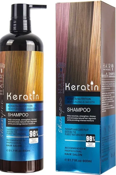 شامپو مو بدون نمک و سولفات کراتینه98درصد حجم 900میل