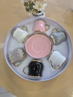 ست 6 عدد ی فنجان و نعلبکی رنگی شیک کد16_10504