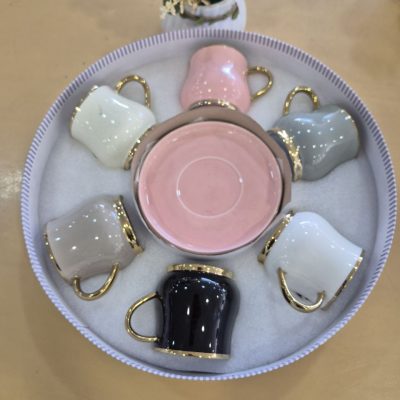 ست 6 عدد ی فنجان و نعلبکی رنگی شیک کد16_10504