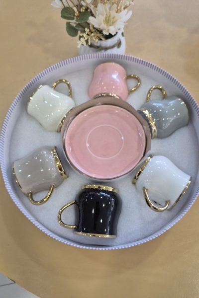 ست 6 عدد ی فنجان و نعلبکی رنگی شیک کد16_10504