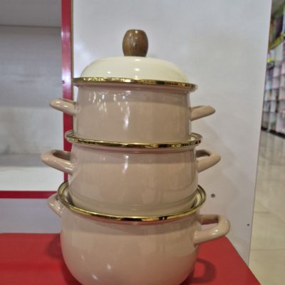 سرویس قابلمه لعابی ۳ تکه طرح انگلیش هوم در دو رنگ