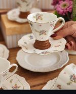 فنجان و نعلبکی پایه چوبی وارداتی شیک_کد13_10504