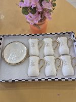 ست فنجان و نعلبکی6 عددی سفید لب طلایی کد15_8467