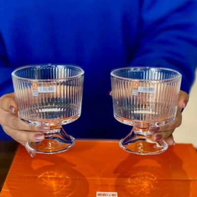 بستنی‌خوری شیاردار پایه کوتاه Deli Glassکد_kit1356