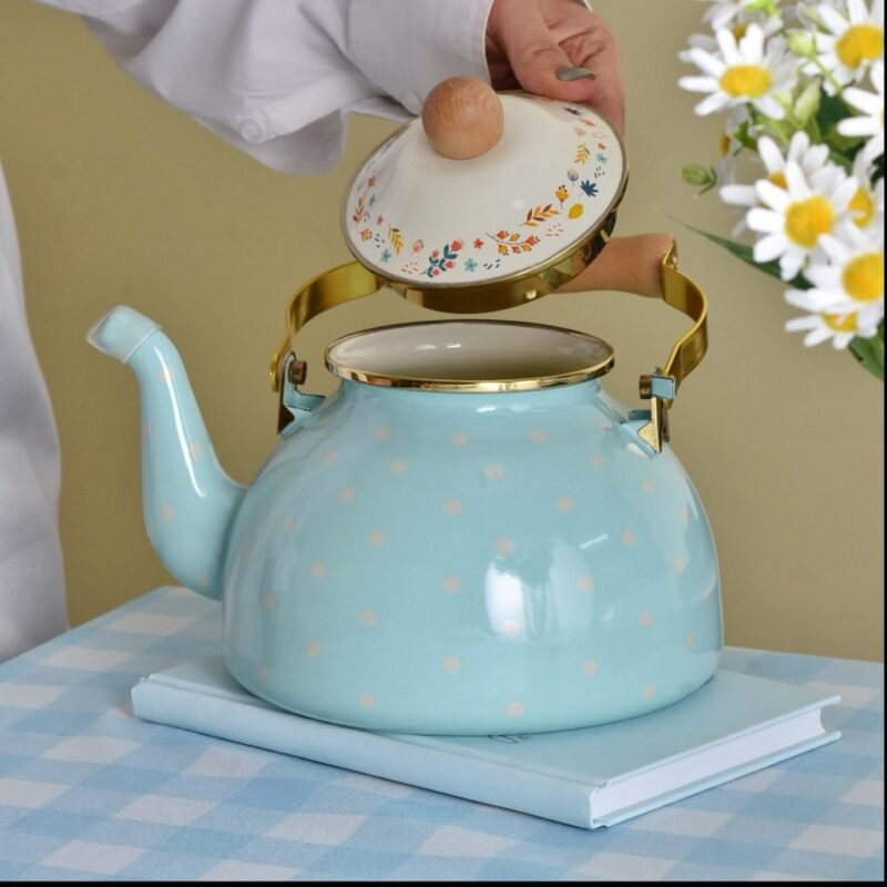 IMG_4184-800x800 کتری لعابی دسته چوبی ۲.۵ لیتر تیفانی خالدار طرح انگلیش هوم کد_4713 - Image 1