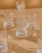 ست استکان نعلبکی لب طلایی شیاردار دلی گلس کد:KIT_ 1399 - Image 2