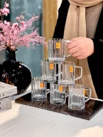 ماگ مولین لب طلایی دلی گلس MU LINکدKIT1377/TZ5005B