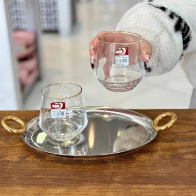 نیم لیوان لب طلایی Deli Glass وارداتی کد KIT-1376